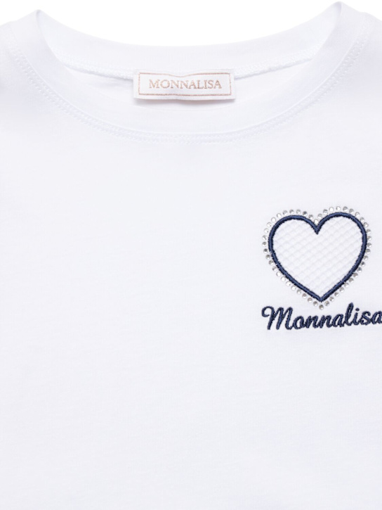 Monnalisa: T-shirt e leggings in jersey - Bianco/Blu - kids-girls_1 | Luisa Via Roma
