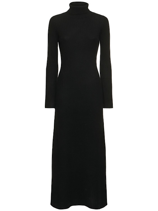 Guest In Residence: Wide rib knit cashmere long dress - Black - women_0 | Luisa Via Roma