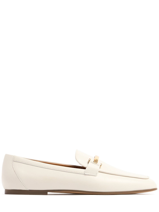 Tod's: 10mm Leather loafers - White - women_0 | Luisa Via Roma