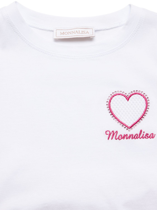 Monnalisa: T-shirt e leggings in jersey - Bianco/Fucsia - kids-girls_1 | Luisa Via Roma