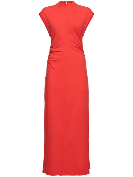 MSGM: Draped jersey midi dress - women_0 | Luisa Via Roma