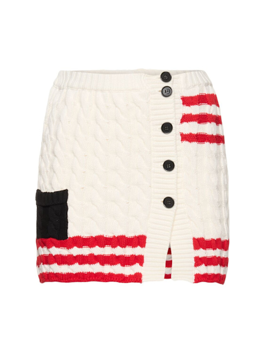 MSGM: Striped cable knit mini skirt - women_0 | Luisa Via Roma