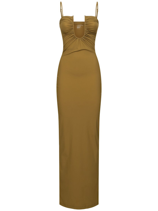 Christopher Esber: Arched ruched lycra long dress - Khaki - women_0 | Luisa Via Roma