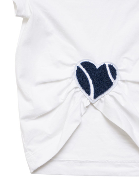 Monnalisa: T-shirt in jersey di misto cotone con ricami - Bianco - kids-girls_1 | Luisa Via Roma