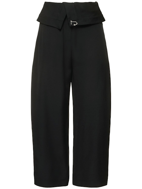 JW Anderson: Tailored fold over wide leg pants - Black - women_0 | Luisa Via Roma