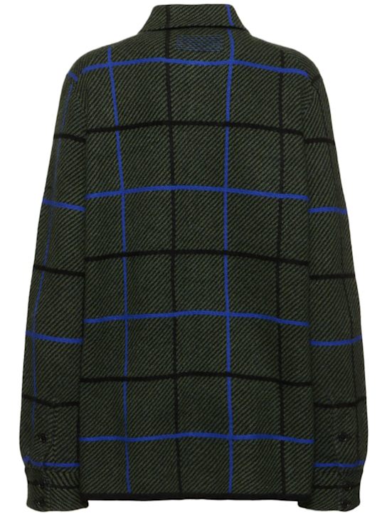 Guest In Residence: Plaid knit cashmere work shirt - Green/Blue - men_1 | Luisa Via Roma