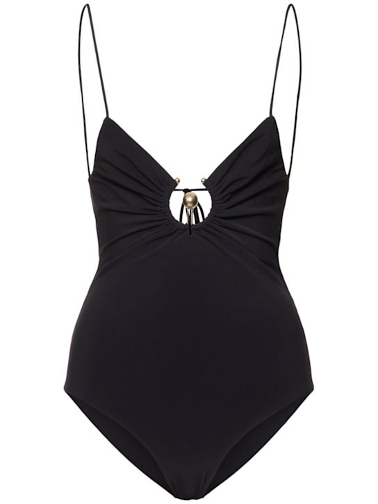 Christopher Esber: Ruched Orbit lycra one piece swimsuit - Black - women_0 | Luisa Via Roma