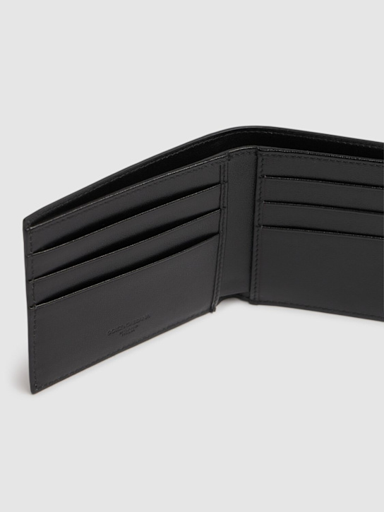 Dolce&Gabbana: Small leather bifold wallet - Black - men_1 | Luisa Via Roma