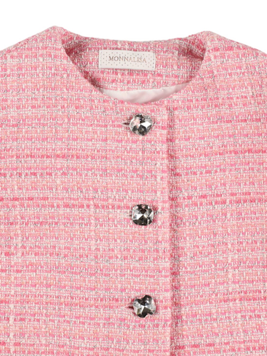 Monnalisa: コットンブレンドブークレジャケット - ピンク - kids-girls_1 | Luisa Via Roma