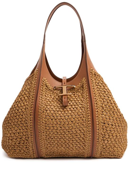 Tod's: Medium crochet raffia shopping bag - women_0 | Luisa Via Roma