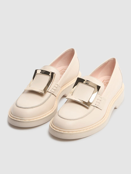 Roger Vivier: 25mm Viv Rangers leather loafers - Off White - women_2 | Luisa Via Roma
