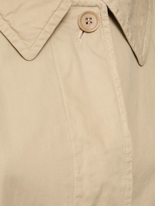 ASPESI: Cotton canvas belted long coat - Beige - women_5 | Luisa Via Roma