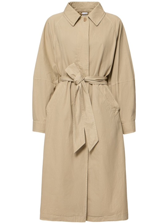 ASPESI: Cotton canvas belted long coat - Beige - women_0 | Luisa Via Roma