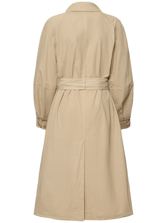 ASPESI: Cotton canvas belted long coat - Beige - women_4 | Luisa Via Roma