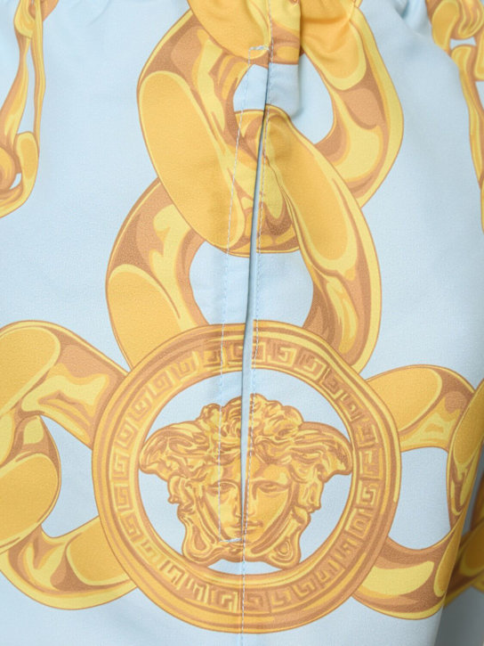 Versace: Printed nylon swim shorts - Pastel Blue/Gol - men_3 | Luisa Via Roma