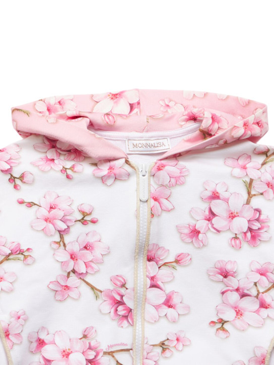 Monnalisa: プリントコットンブレンド ジップアップフーディー - ホワイト - kids-girls_1 | Luisa Via Roma