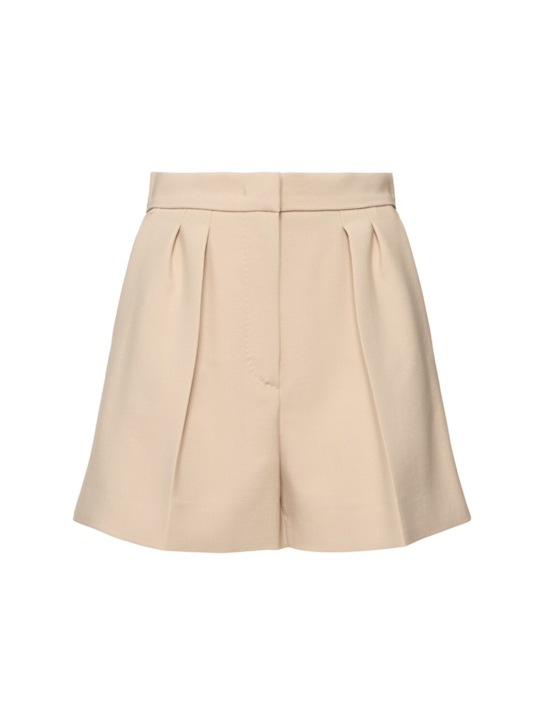 Max Mara: Zic wool blend shorts - Light Beige - women_0 | Luisa Via Roma