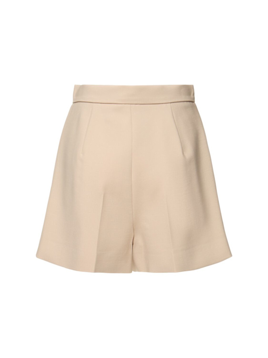 Max Mara: Zic wool blend shorts - Light Beige - women_3 | Luisa Via Roma