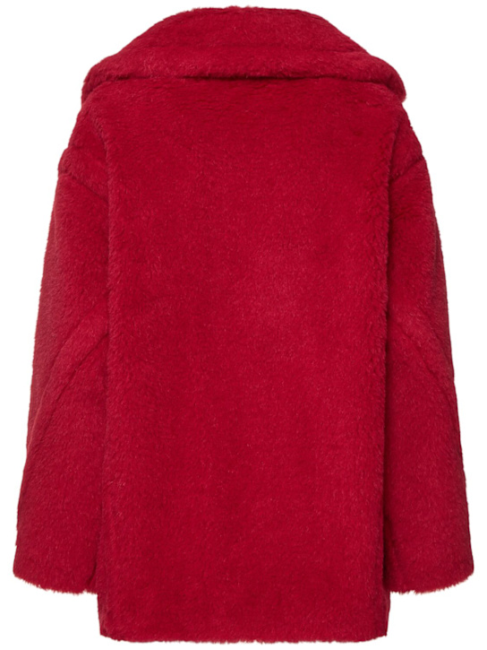 Max Mara: Cuba plush short coat - Red - women_3 | Luisa Via Roma