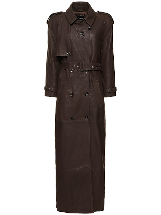 MANOKHI: Mireia ダブルブレストレザーコート - women_0 | Luisa Via Roma