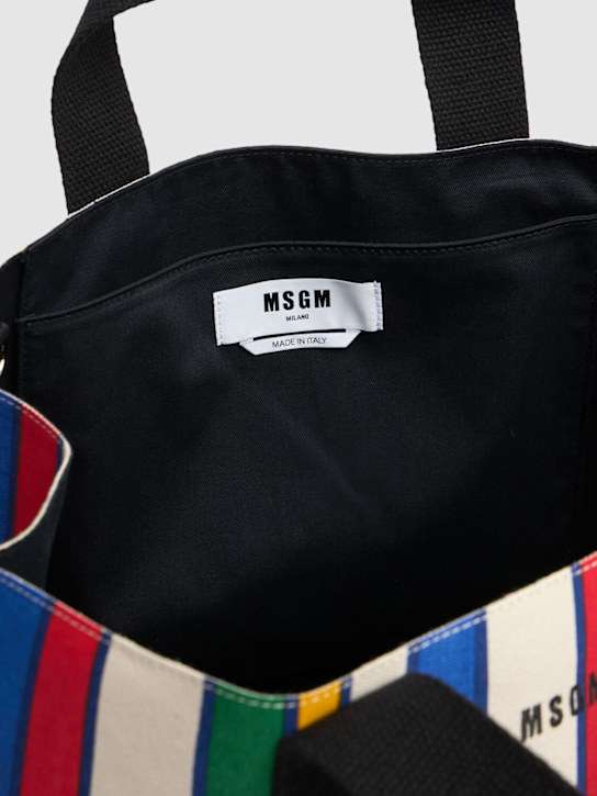 MSGM: Striped canvas shopping bag - women_6 | Luisa Via Roma