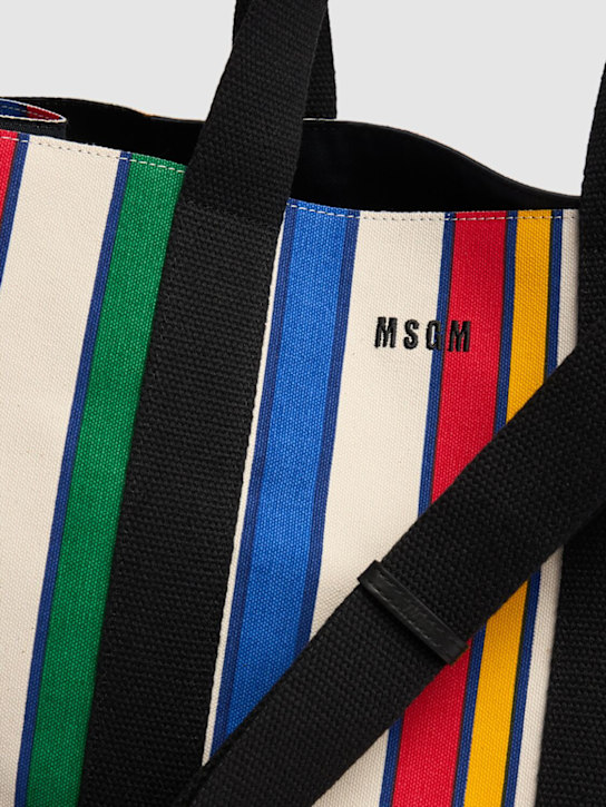MSGM: Striped canvas shopping bag - women_4 | Luisa Via Roma