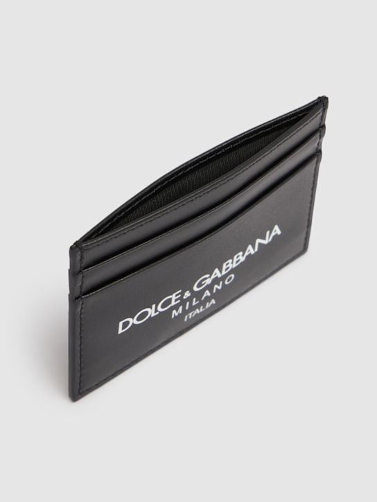 Dolce&Gabbana: Printed logo leather card holder - Black - men_2 | Luisa Via Roma