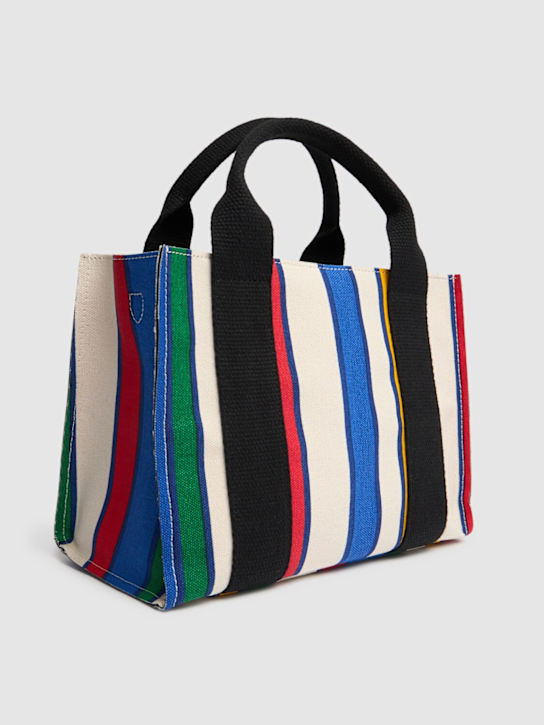 MSGM: Small striped canvas shopping bag - women_4 | Luisa Via Roma