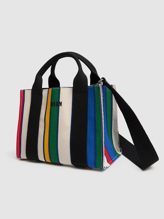 MSGM: Small striped canvas shopping bag - women_3 | Luisa Via Roma