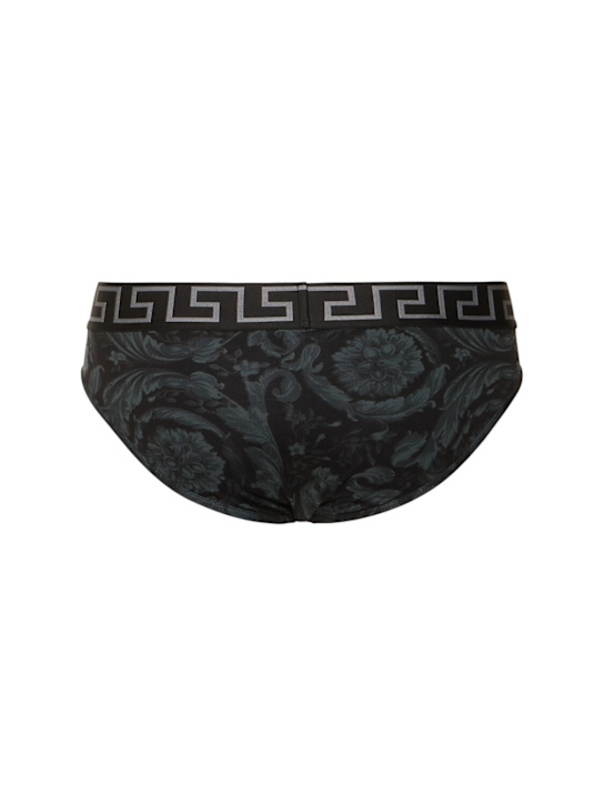 Versace: Barocco print briefs - Black/Grey - men_3 | Luisa Via Roma