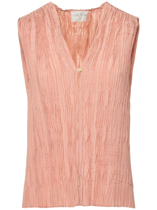 Forte_forte: Top in misto viscosa plissé - Rosa - women_0 | Luisa Via Roma