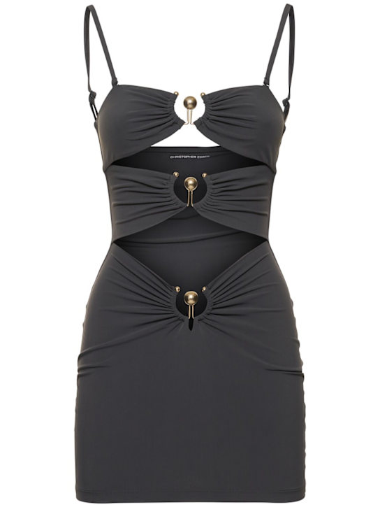 Christopher Esber: Pierced Orbit cut out lycra mini dress - women_0 | Luisa Via Roma