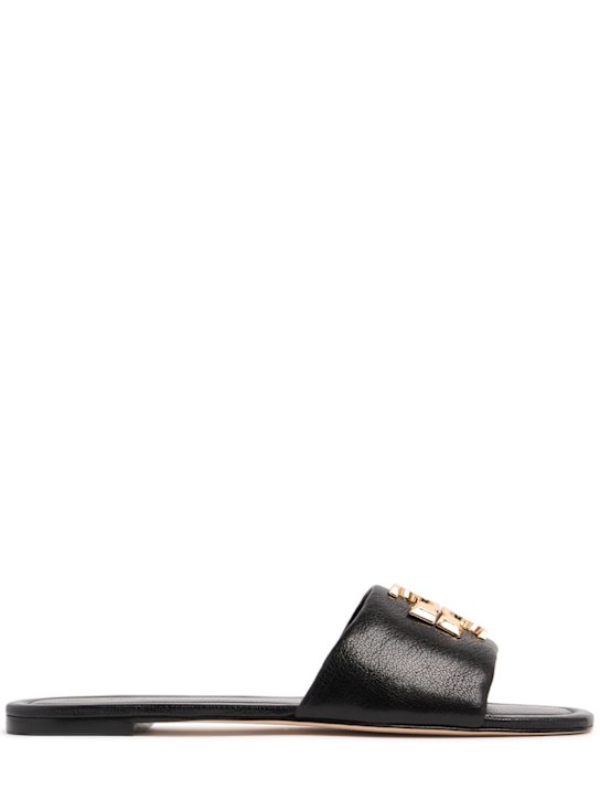 Tory Burch: 10mm Eleanor leather slide sandals - Perfect Black - women_0 | Luisa Via Roma