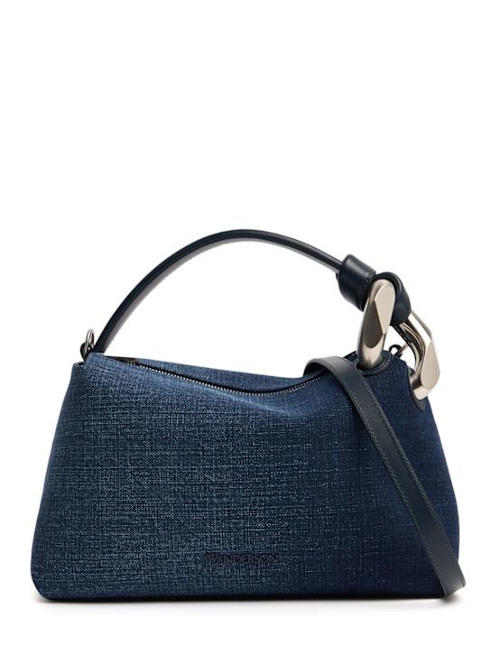 JW Anderson: Corner denim shoulder bag - Blue - women_0 | Luisa Via Roma