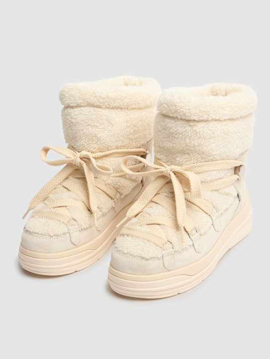 Moncler: Teddy capsule Insolux suede snow boots - Silk White - women_2 | Luisa Via Roma