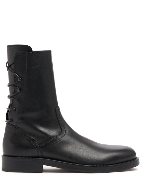 Ann Demeulemeester: Heiko laced leather ankle boots - Black - men_0 | Luisa Via Roma