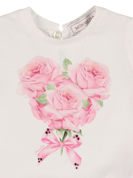 Monnalisa: コットンブレンドTシャツ＆レギンス - ホワイト/ピンク - kids-girls_1 | Luisa Via Roma