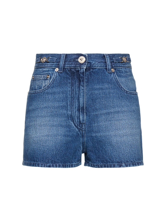 Washed cotton denim shorts - Thumbnail 1