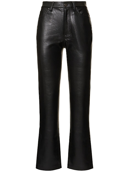 ANINE BING: Bruno straight leather blend pants - women_0 | Luisa Via Roma