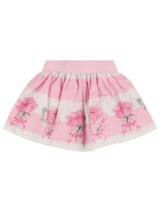 Monnalisa: Printed cotton poplin skirt - White/Pink - kids-girls_0 | Luisa Via Roma