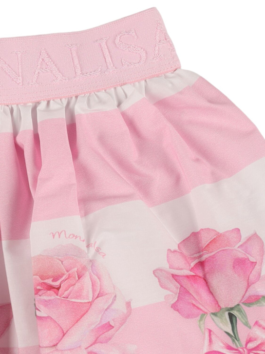 Monnalisa: Printed cotton poplin skirt - White/Pink - kids-girls_1 | Luisa Via Roma