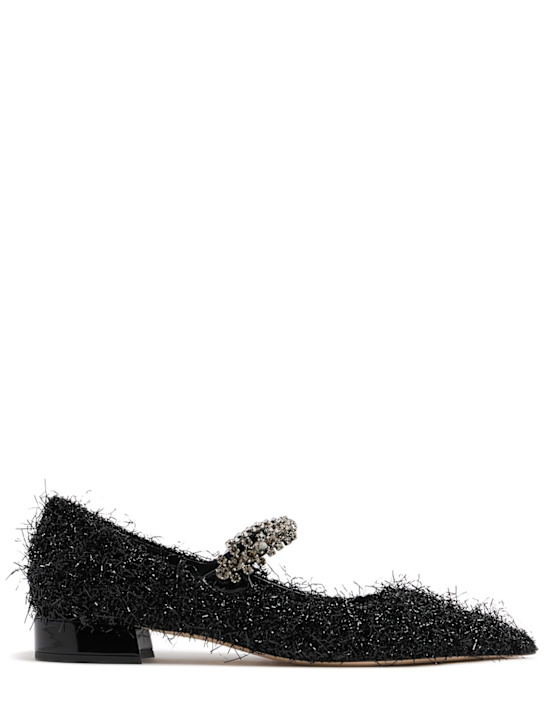 Jimmy Choo: 25mm Bing tinsel Mary Jane pumps - Black/Silver - women_0 | Luisa Via Roma