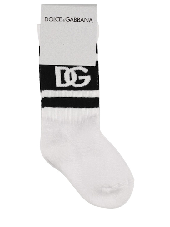 Dolce&Gabbana: Calzini in misto cotone con logo - kids-girls_0 | Luisa Via Roma