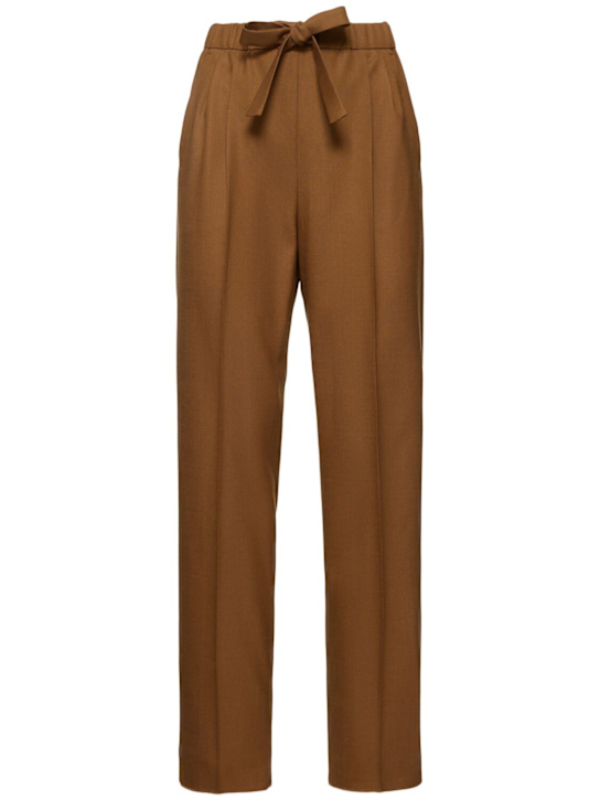 Max Mara: Edere wool blend pants w/ belt - women_0 | Luisa Via Roma