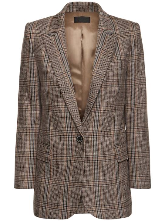 Nili Lotan: Diane wool checked blazer - Multi/Brown - women_0 | Luisa Via Roma