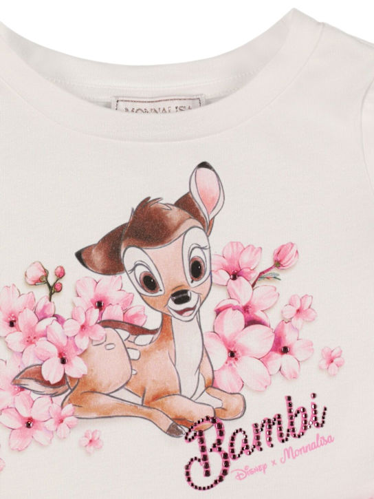 Monnalisa: T-shirt in jersey di cotone stampato - Bianco - kids-girls_1 | Luisa Via Roma