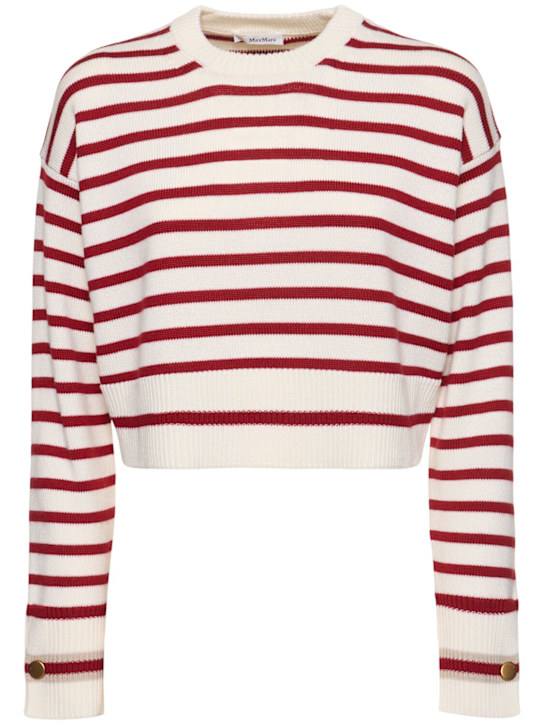 Max Mara: Dorotea striped crop sweater - White/Red - women_0 | Luisa Via Roma