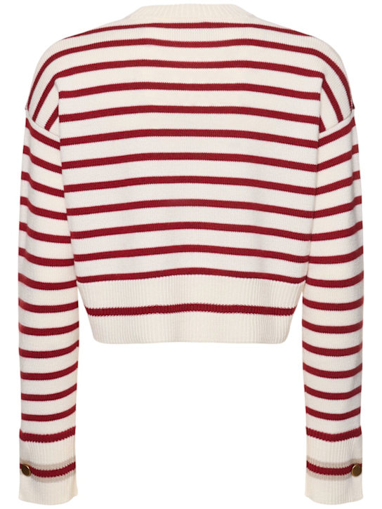 Max Mara: Dorotea striped crop sweater - White/Red - women_4 | Luisa Via Roma