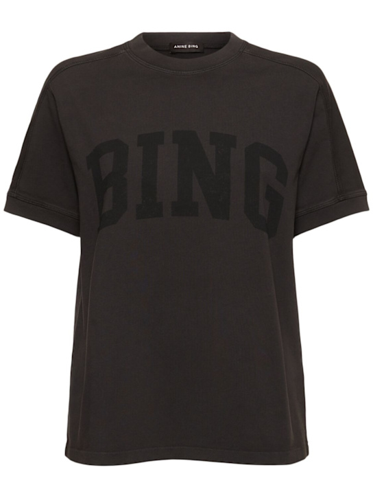 ANINE BING: Jaylin logo jersey t-shirt - women_0 | Luisa Via Roma