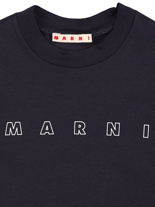 Marni Junior: Printed cotton jersey t-shirt - Navy - kids-boys_1 | Luisa Via Roma